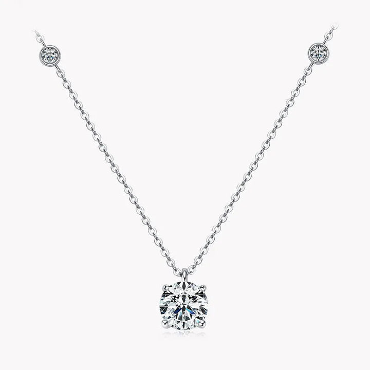 Moissanite 2.0 Carat Round Cut Pendant Necklace