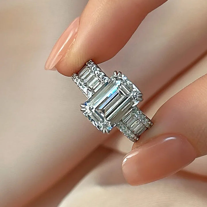 Glittering Emerald Cut Engagement Ring