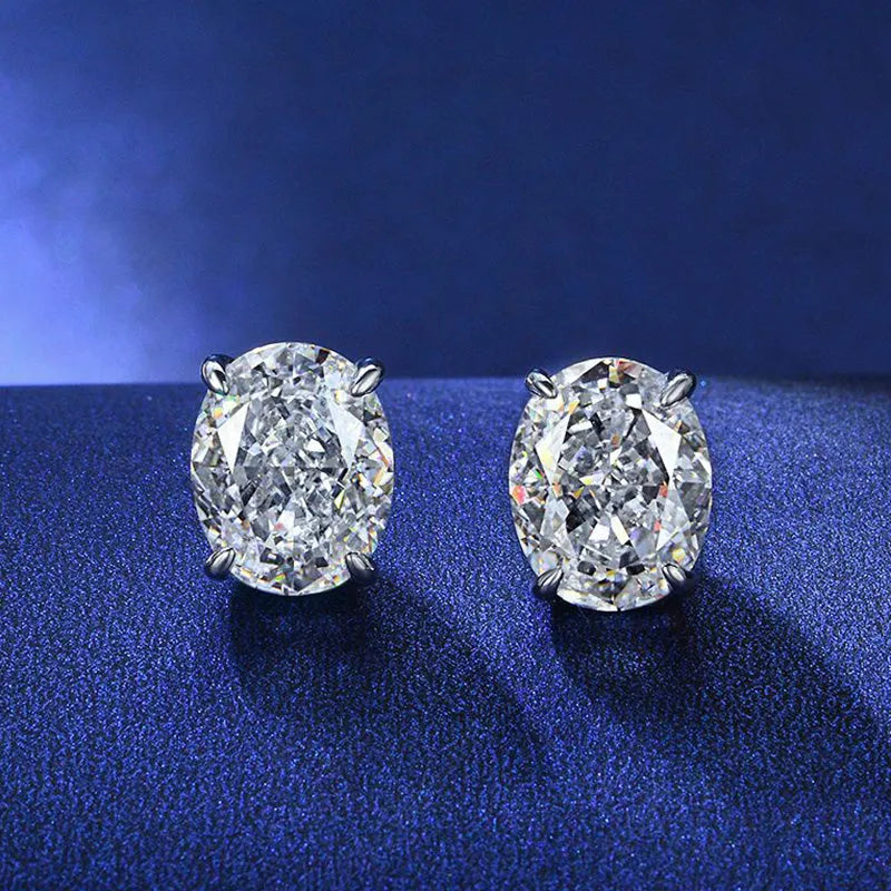 Stunning Classic Oval Cut Sona Simulated Diamond Stud Earrings In Sterling Silver