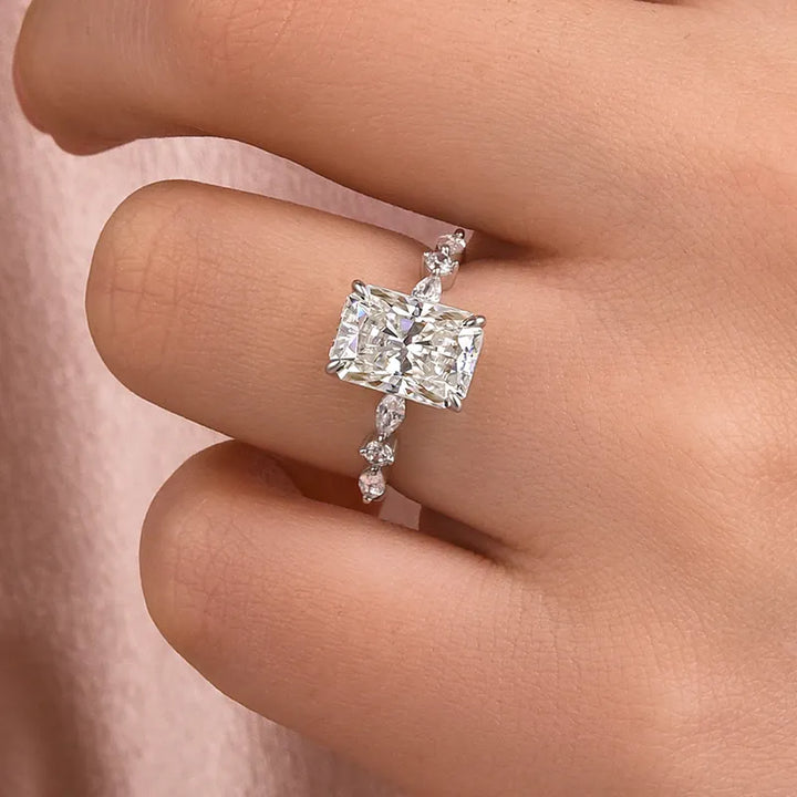 Moissanite 3.5 Carat Radiant Cut Engagement Ring In Sterling Silver