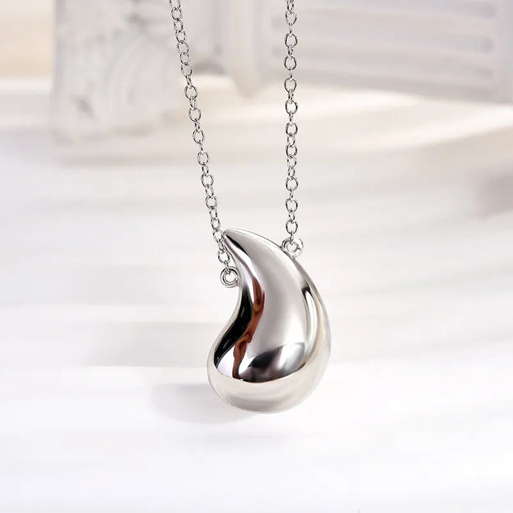 Minimalist Teardrop Necklace In Sterling Silver