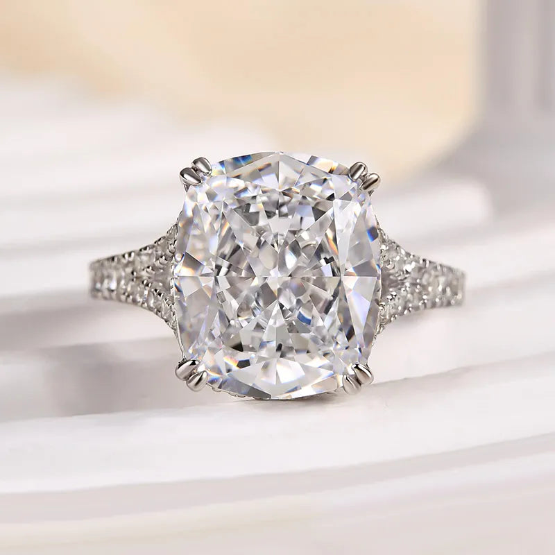 Outstanding Split Shank Crushed Ice Cushion Cut Engagement Ring