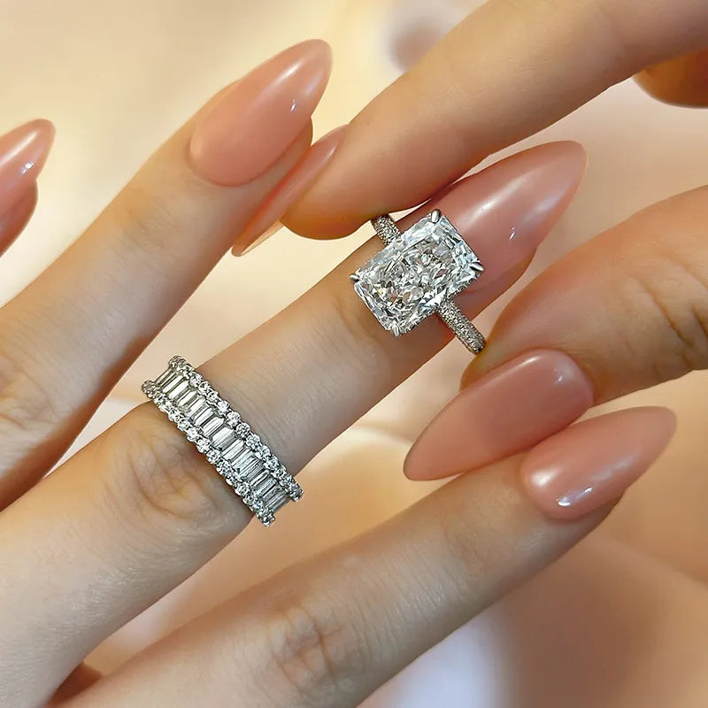 Elongated Radiant Cut Wedding Set