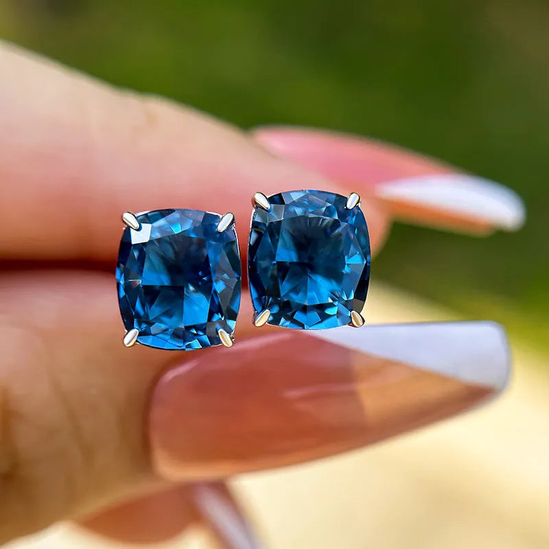 Noble Cushion Cut Montana Blue Sapphire Earrings