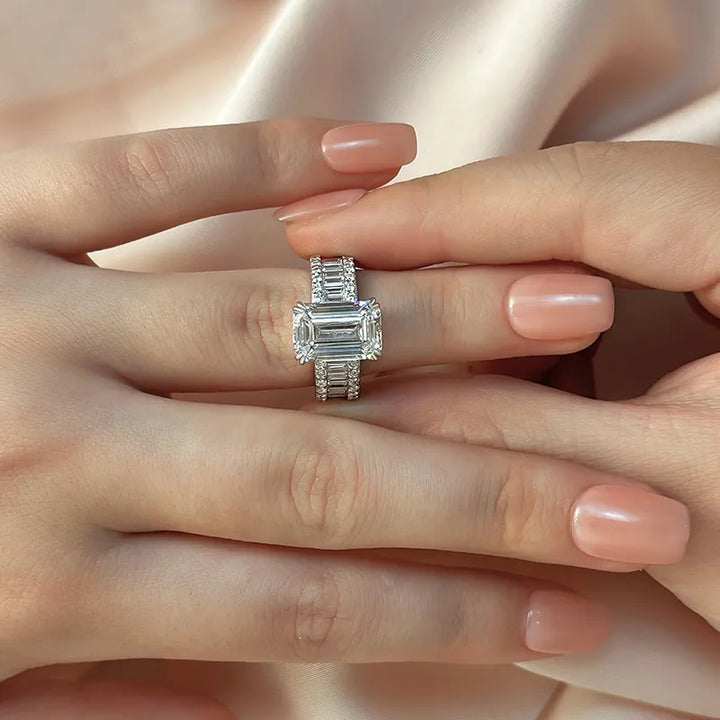 Glittering Emerald Cut Engagement Ring