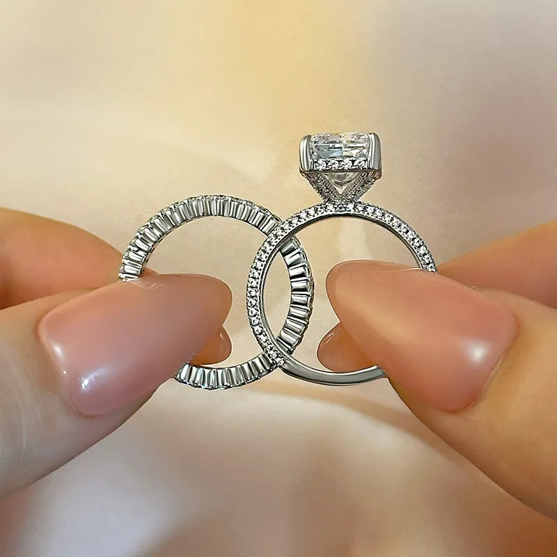 Elongated Radiant Cut Wedding Set