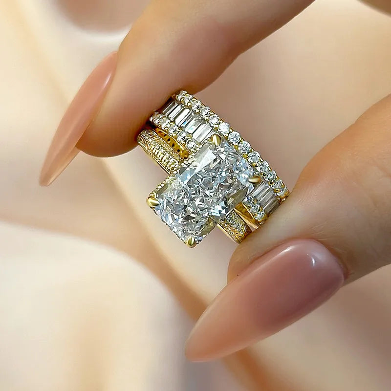 Elongated Radiant Cut Wedding Set