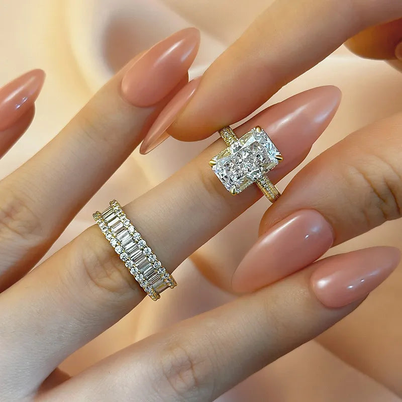 Elongated Radiant Cut Wedding Set