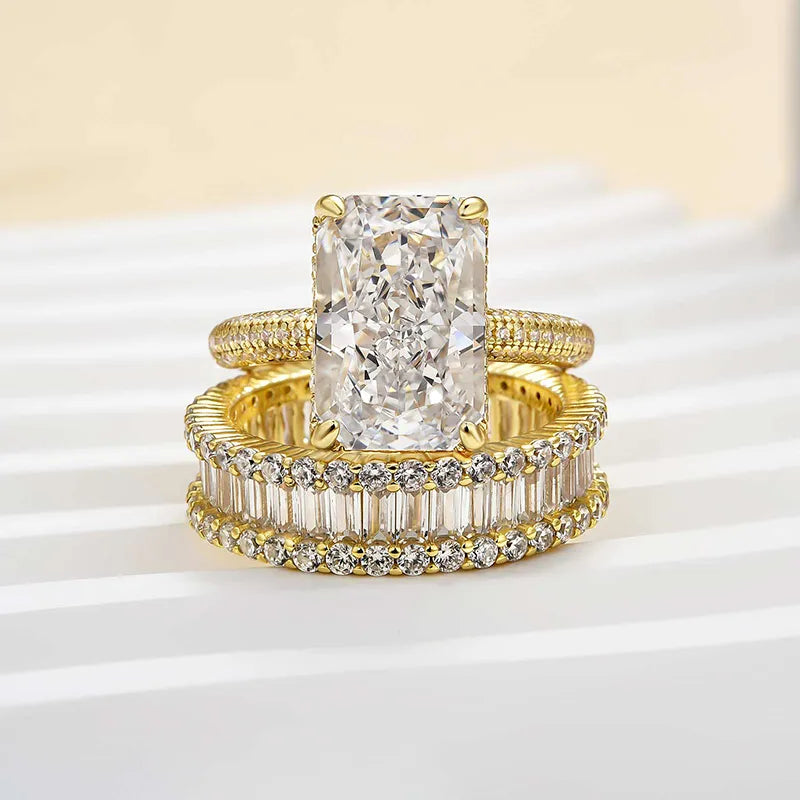 Elongated Radiant Cut Wedding Set