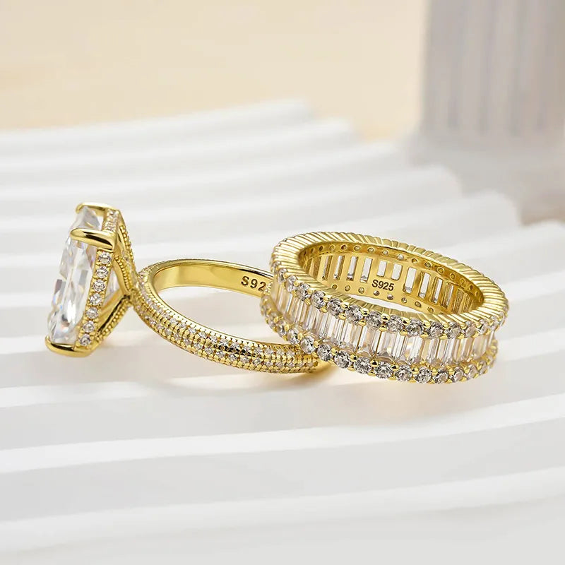 Elongated Radiant Cut Wedding Set