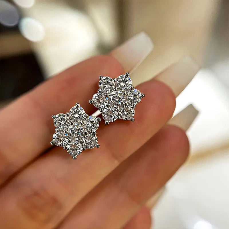 Precious Flower Design Round Cut Earrings