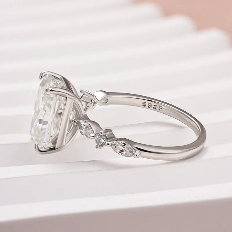 Moissanite 3.5 Carat Radiant Cut Engagement Ring In Sterling Silver