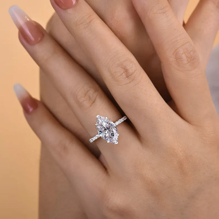 Exclusive Marquise Cut Engagement Ring In Sterling Silver