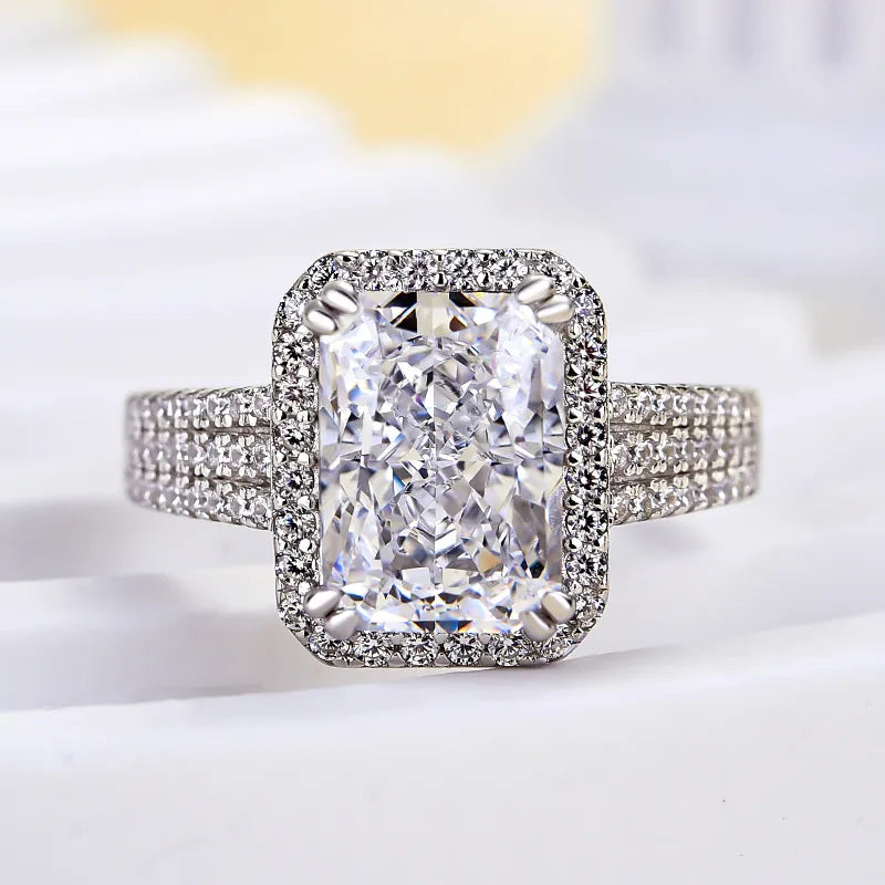 Sparkle Split Shank Halo Radiant Cut Engagement Ring