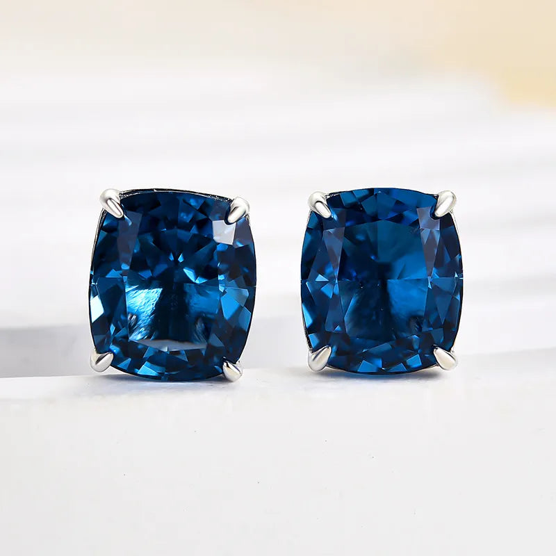 Noble Cushion Cut Montana Blue Sapphire Earrings