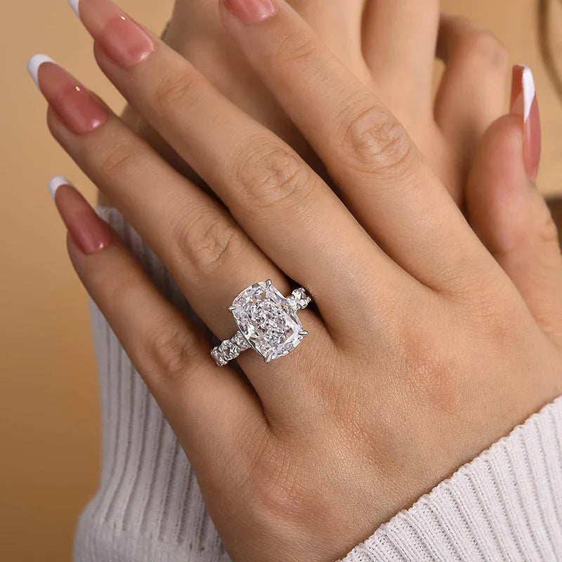 Gorgeous Elongated Crushed Ice Cushion Cut Engagement Ring