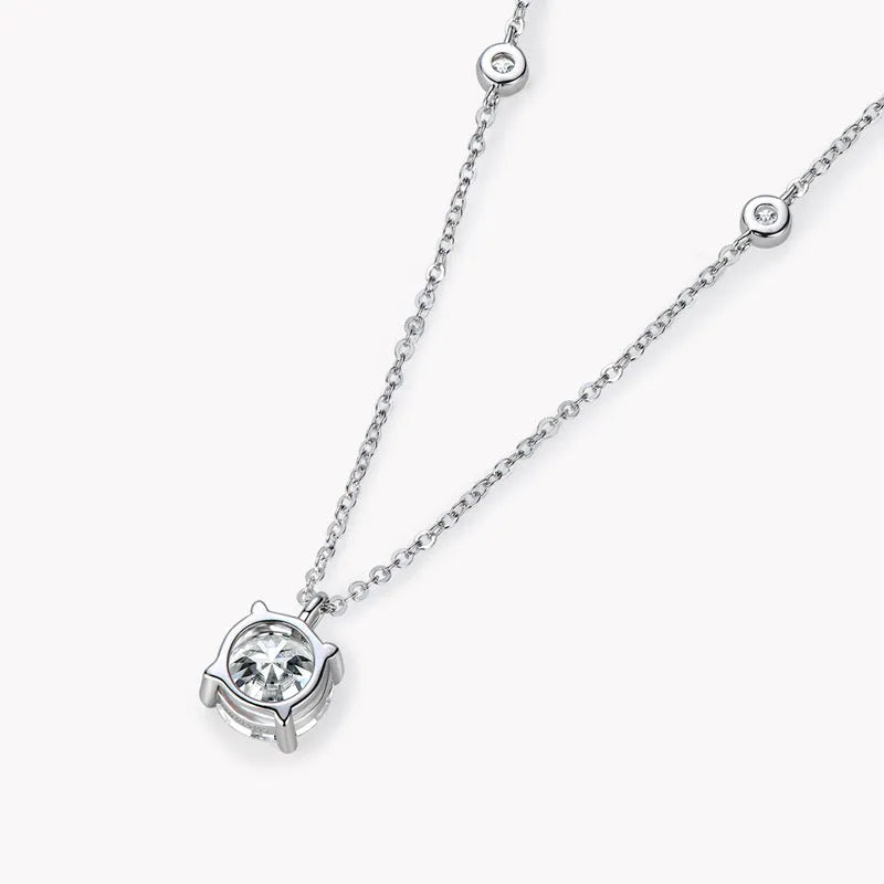 Moissanite 2.0 Carat Round Cut Pendant Necklace