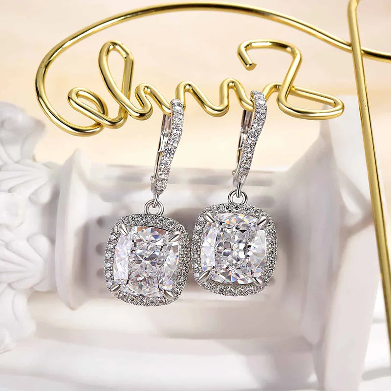 Special Halo Design Cushion Cut Women's Earrings