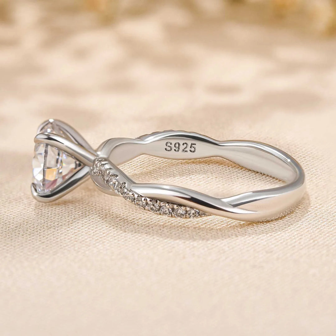 Twist 1.25 Carat Round Cut Promise Ring For Her In Sterling Silver