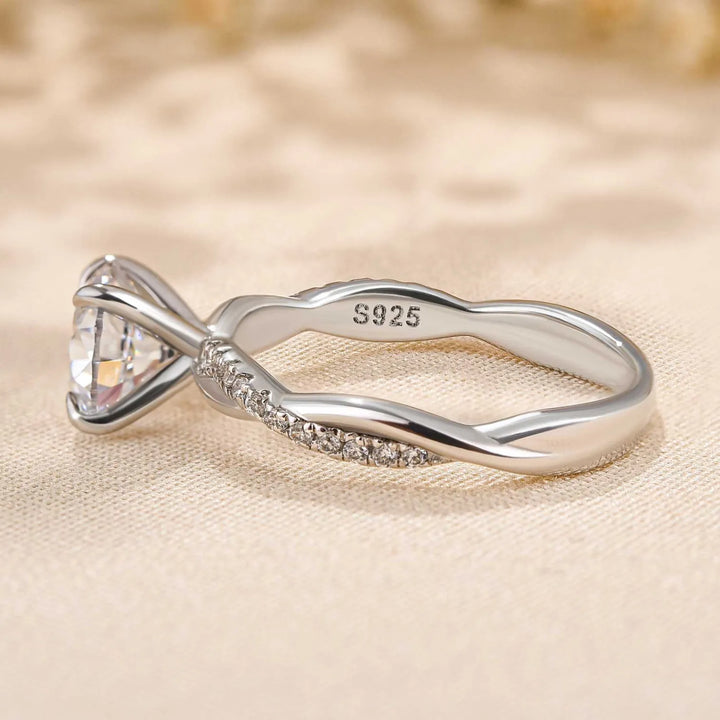 Twist 1.25 Carat Round Cut Promise Ring For Her In Sterling Silver