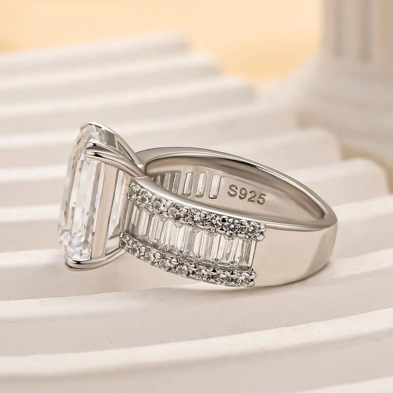 Glittering Emerald Cut Engagement Ring