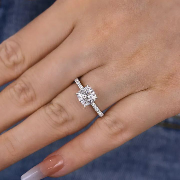 1.5 Carat Cushion Cut White Sapphire Women's Engagement Ring