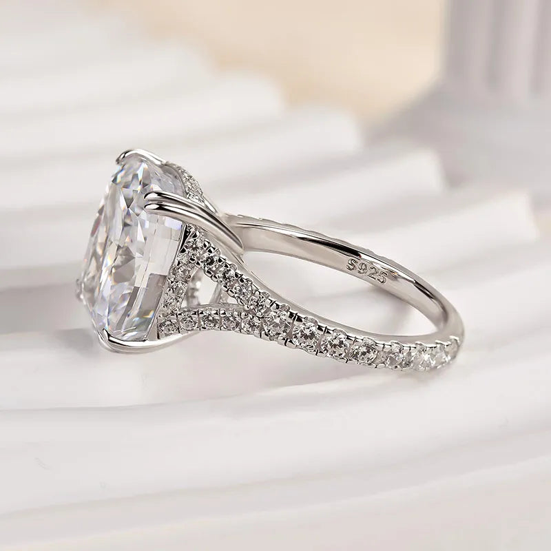 Outstanding Split Shank Crushed Ice Cushion Cut Engagement Ring