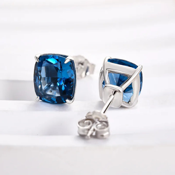 Noble Cushion Cut Montana Blue Sapphire Earrings