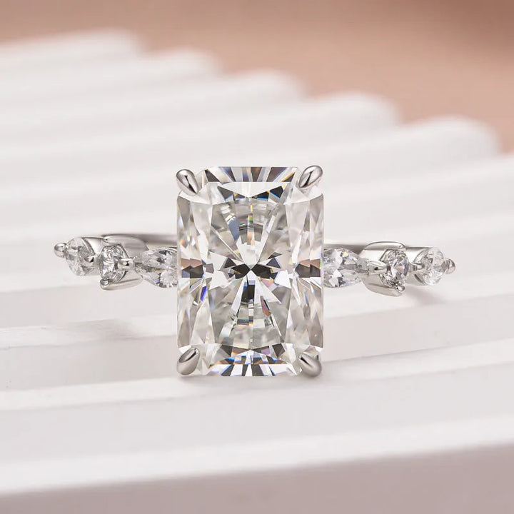 Moissanite 3.5 Carat Radiant Cut Engagement Ring In Sterling Silver