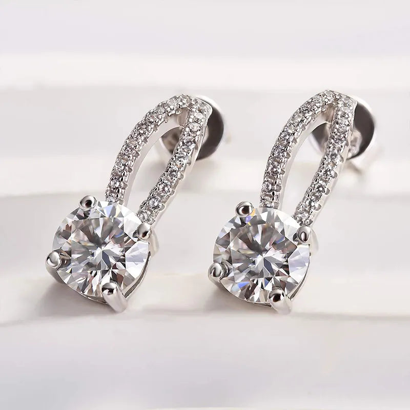 Moissanite Exclusive Round Cut Stud Earrings