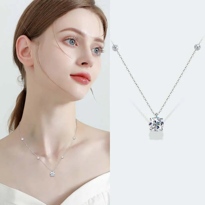 Moissanite 2.0 Carat Round Cut Pendant Necklace