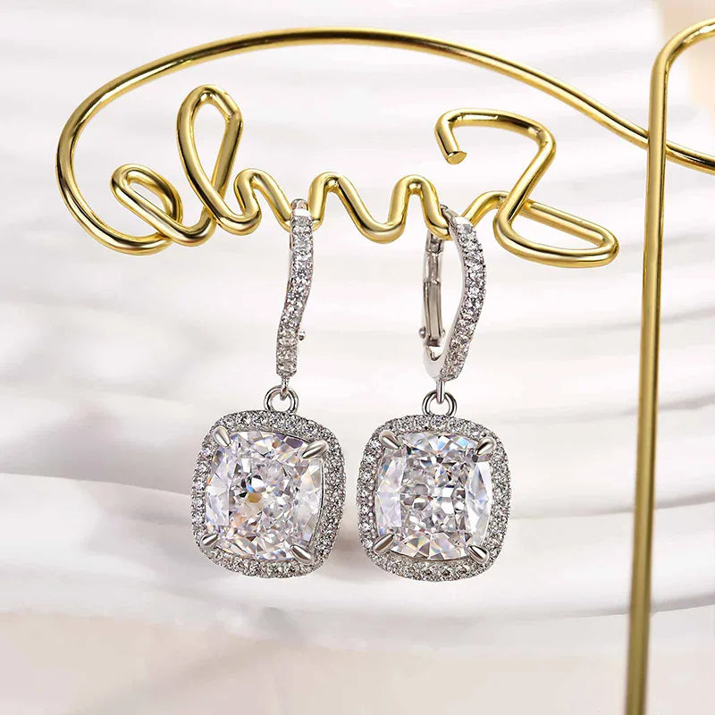 Special Halo Design Cushion Cut Women's Earrings