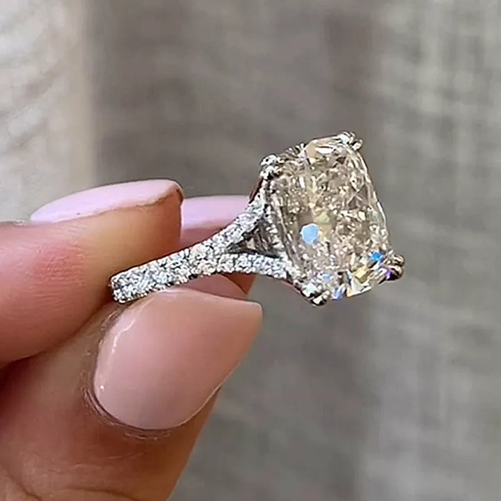 Outstanding Split Shank Crushed Ice Cushion Cut Engagement Ring