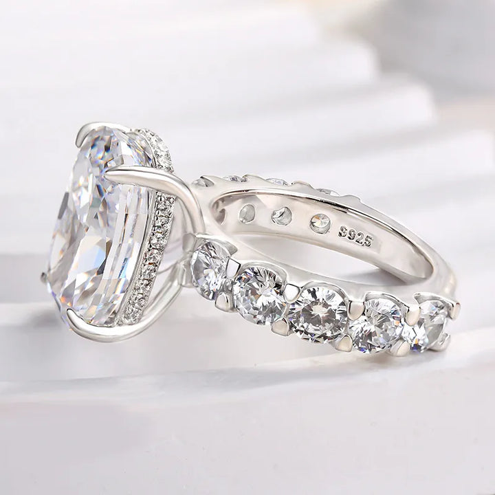 Gorgeous Elongated Crushed Ice Cushion Cut Engagement Ring