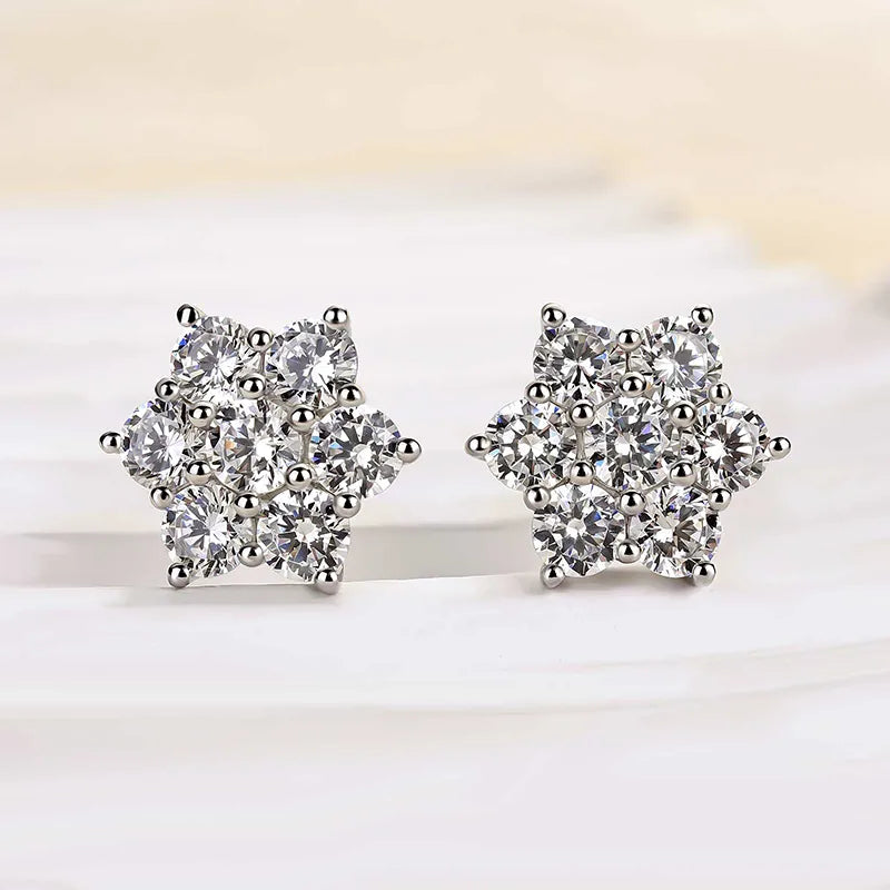 Precious Flower Design Round Cut Earrings