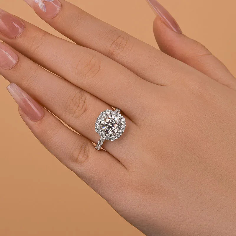 Classic Moissanite 2.0 Carat Halo Round Cut Promise Ring