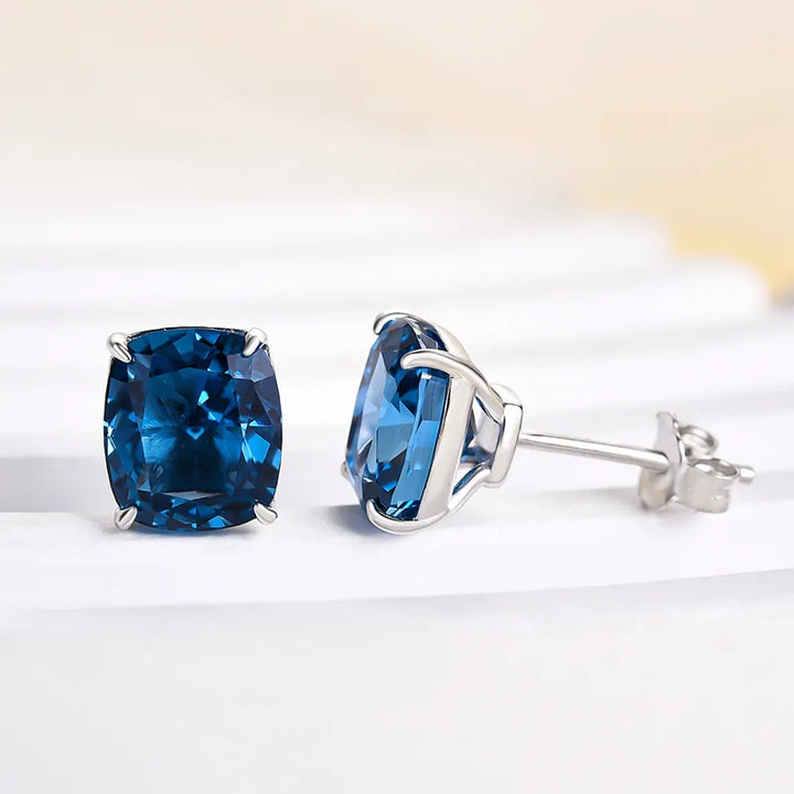 Noble Cushion Cut Montana Blue Sapphire Earrings