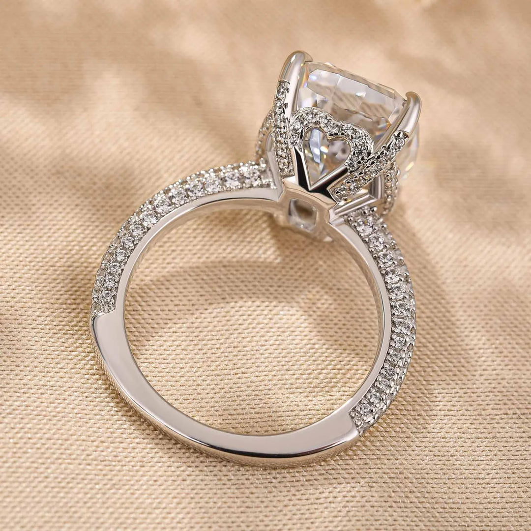 Luxurious Elongated Cushion Cut Engagement Ring For Women In Sterling Silver