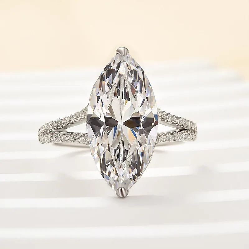 Exquisite Split Shank Marquise Cut Engagement Ring