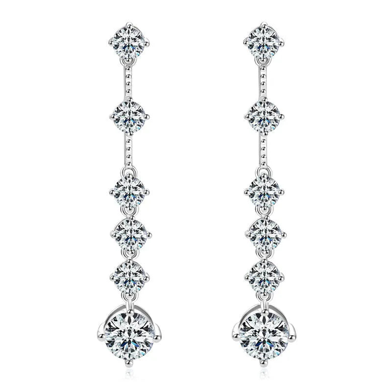 Enchanting Moissanite Round Cut Pendant Earrings In Sterling Silver