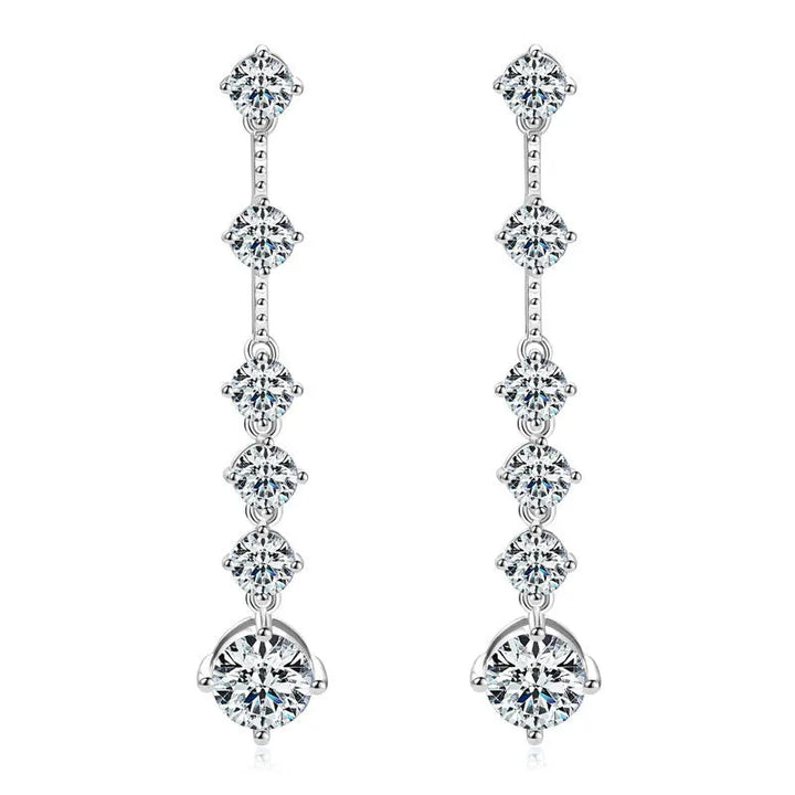 Enchanting Moissanite Round Cut Pendant Earrings In Sterling Silver