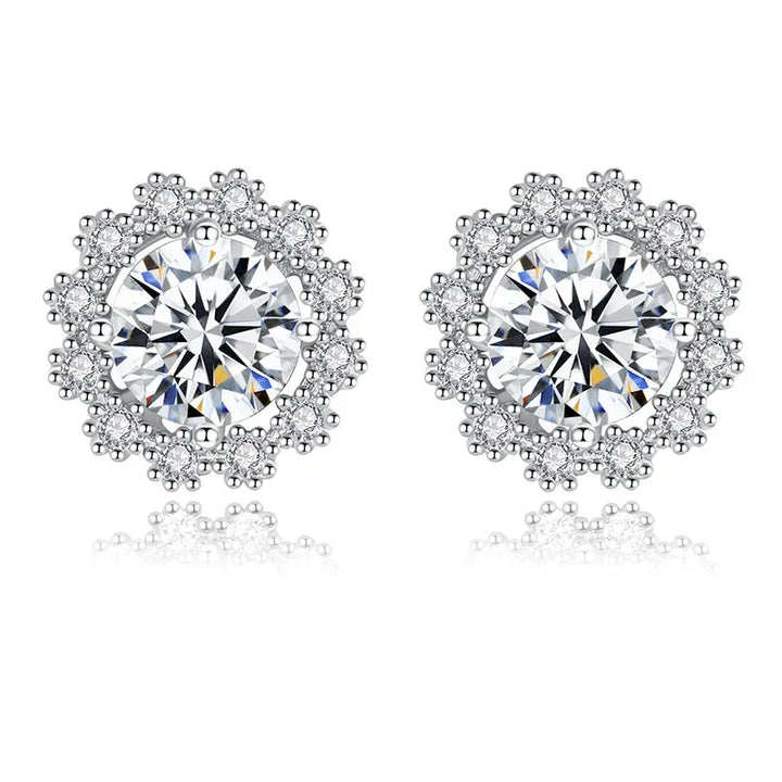 Moissanite Snowflake Stud Earrings In Sterling Silver