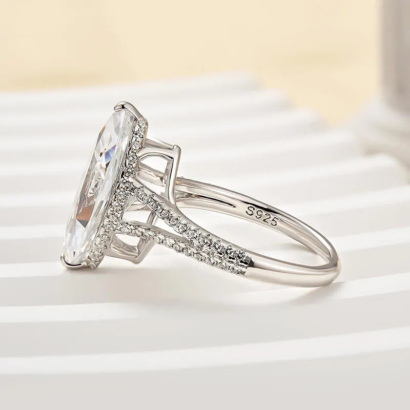 Exquisite Split Shank Marquise Cut Engagement Ring