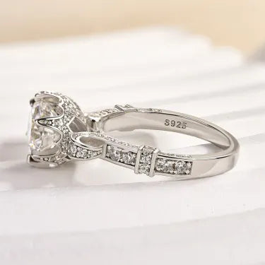 Moissanite 2.0 Carat Round Cut Vintage Engagement Ring