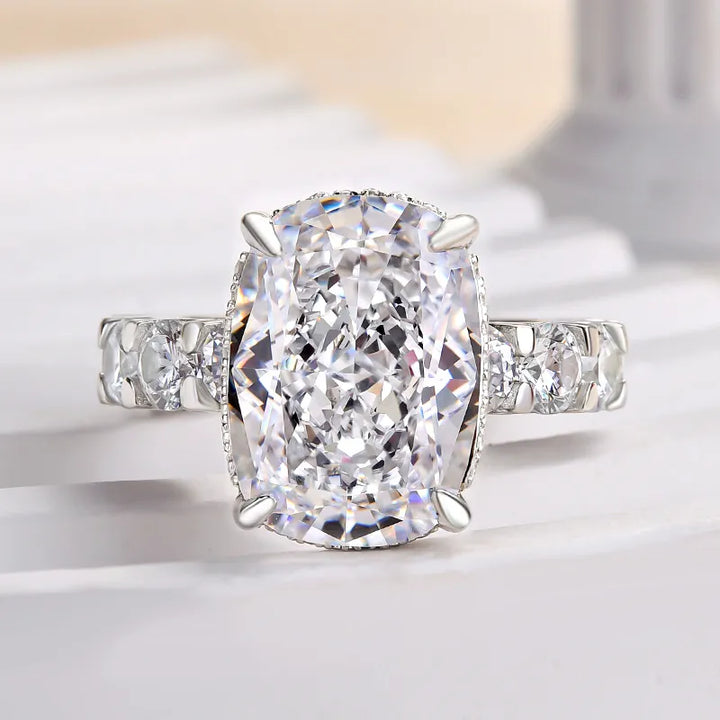 Gorgeous Elongated Crushed Ice Cushion Cut Engagement Ring