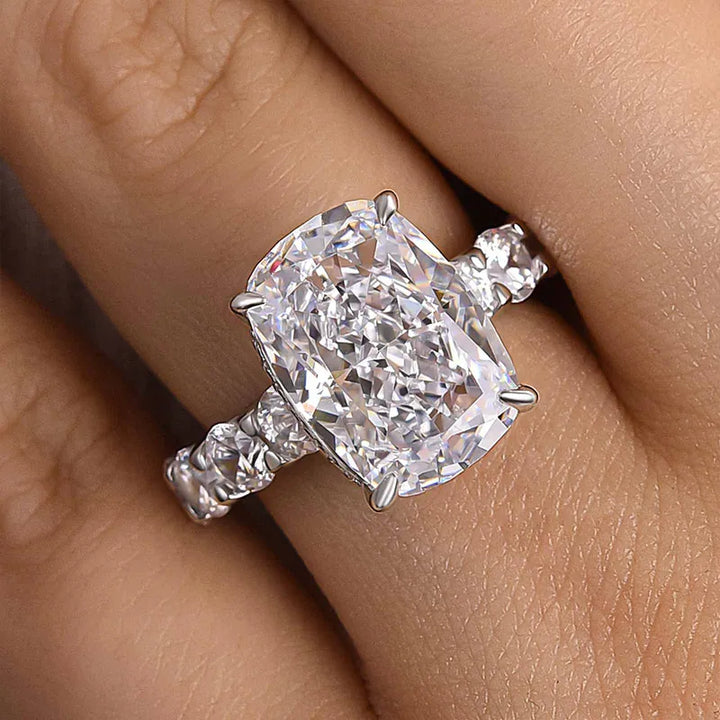 Gorgeous Elongated Crushed Ice Cushion Cut Engagement Ring